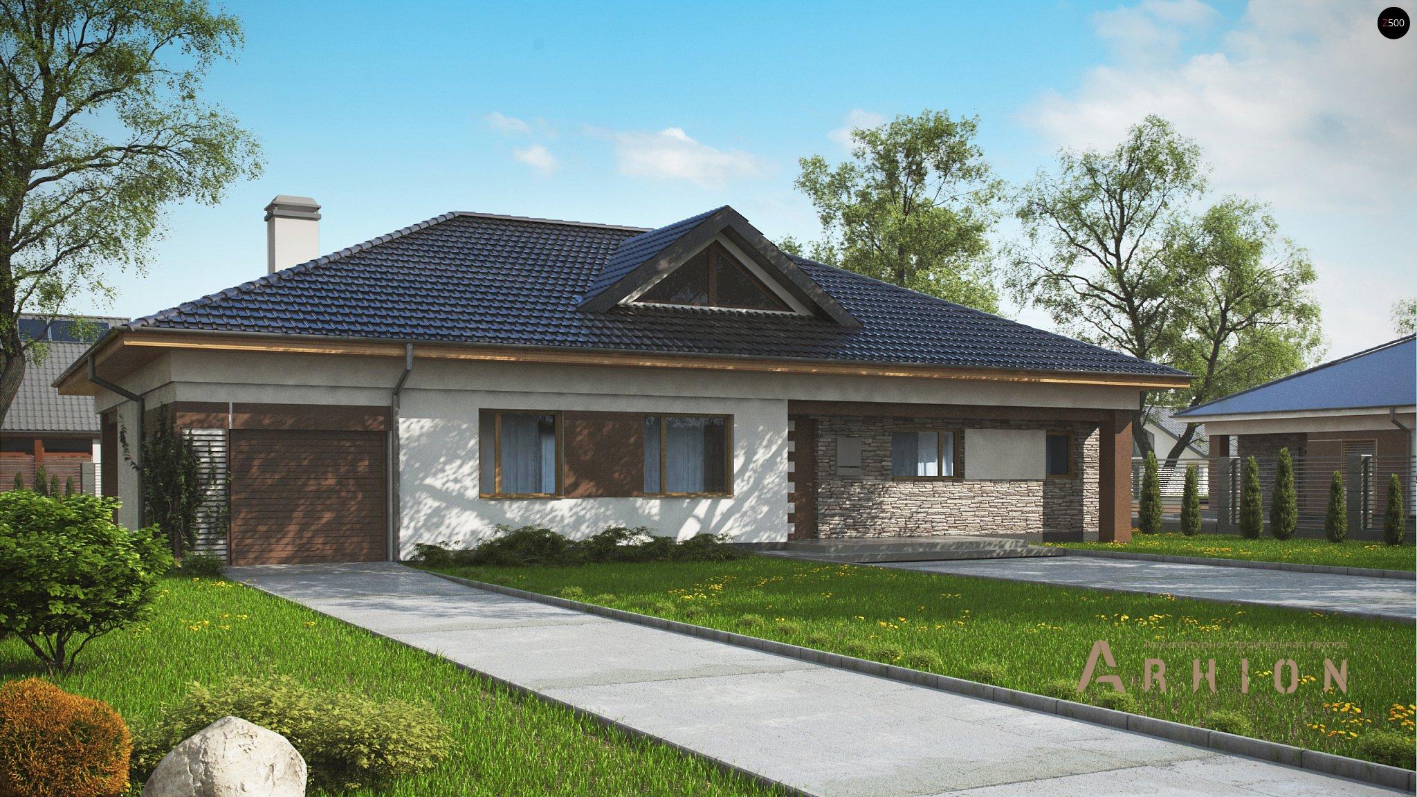 1. Проект одноэтажного дома в современном стиле с плоской кровлей , Z153 GL, площадью - 189 кв c терассой, гаражом